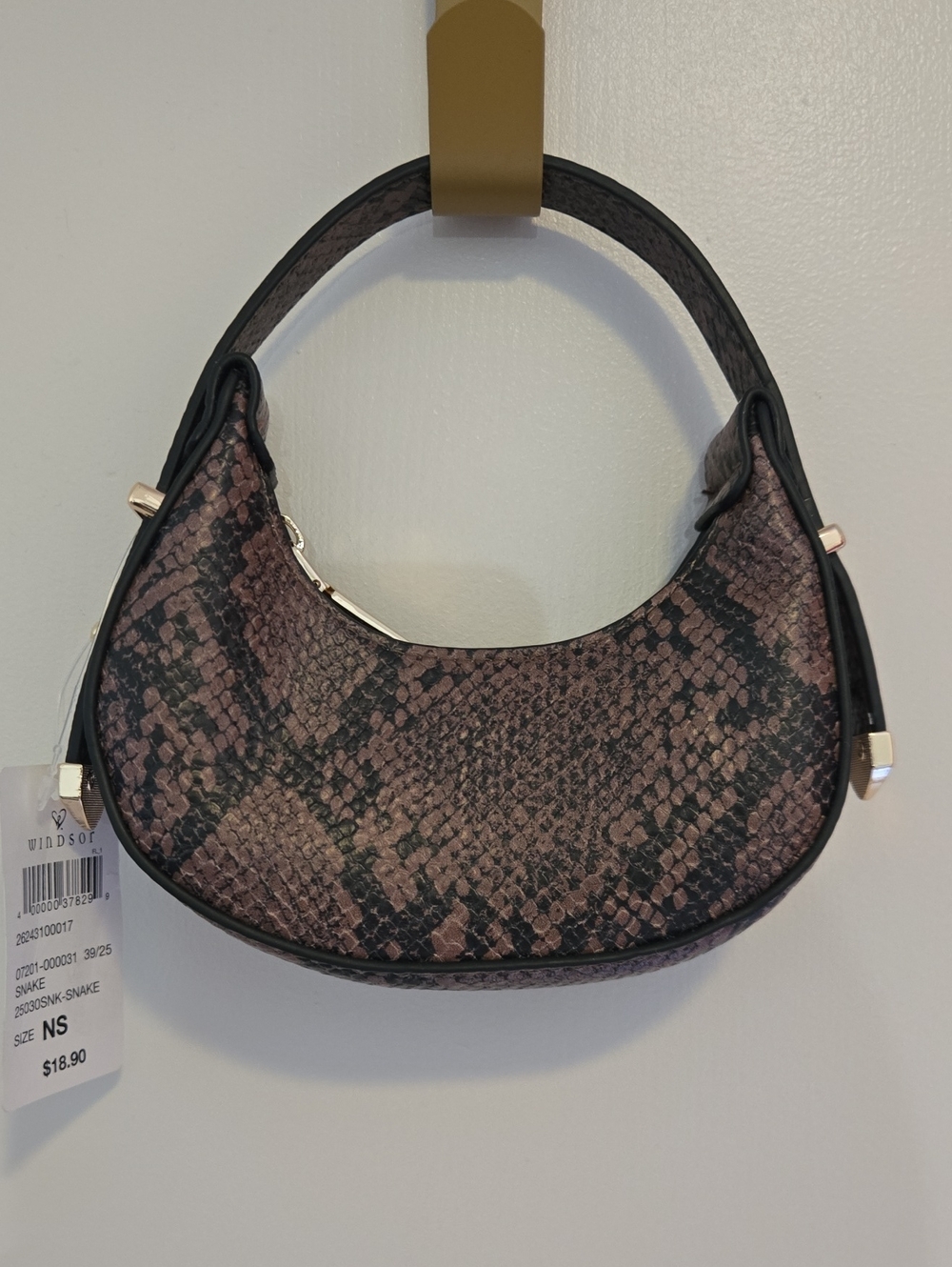 NEW Windsor Mini Mauve Snake-Print Shoulder Bag